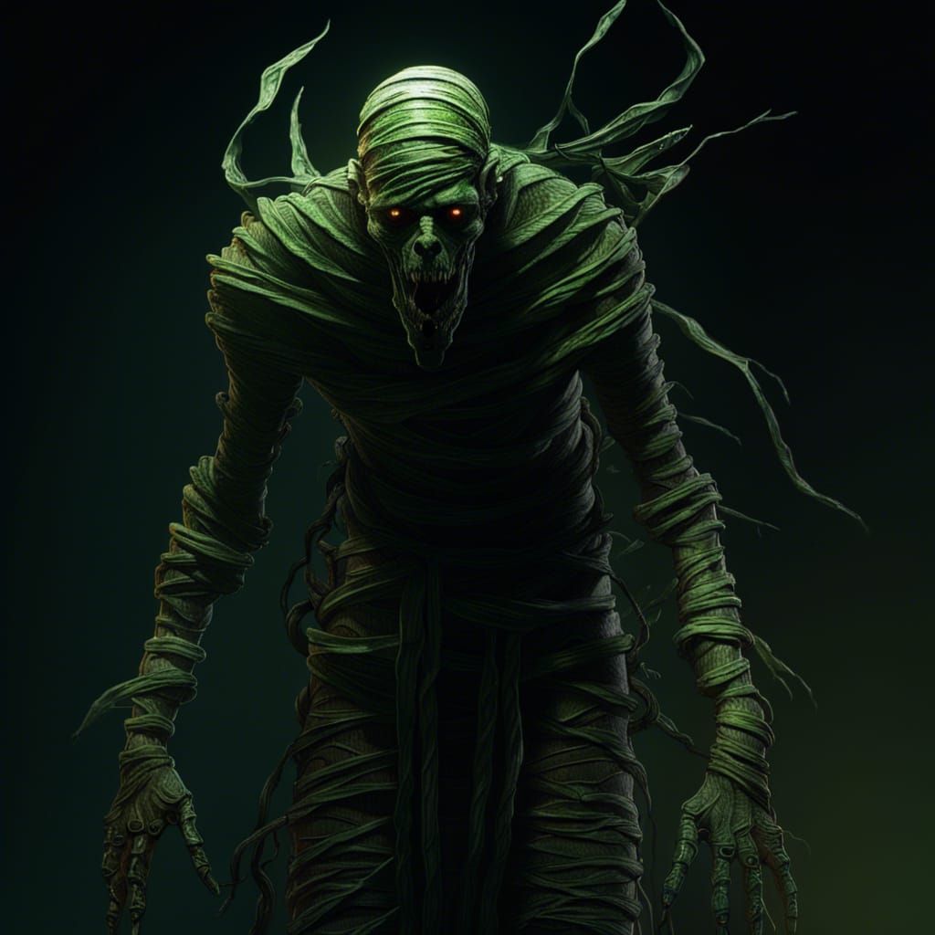 Intricate Dark Fantasy Demon Wrapped as a Mummy