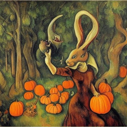 Surreal Rabbit Harvest in Enchanted Forest