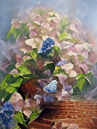 Hydrangea and Hyssop Oil Painting