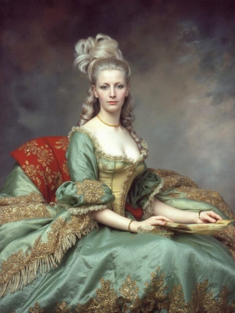 1700s Lady Portrait with Green Eyes