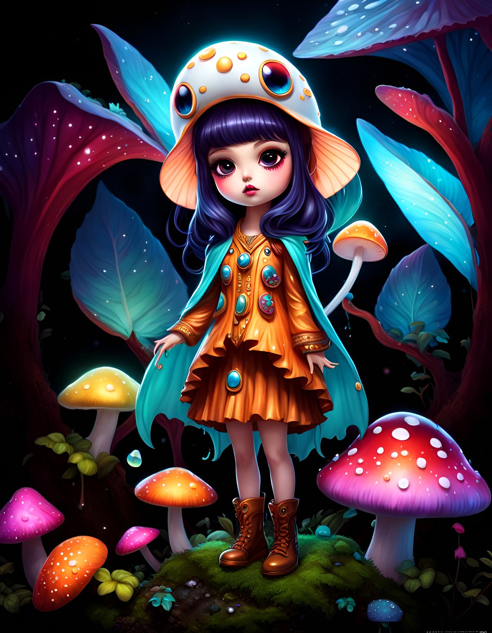 Adorable Mushroom Outer-God in 3D Pop-Surrealist Style