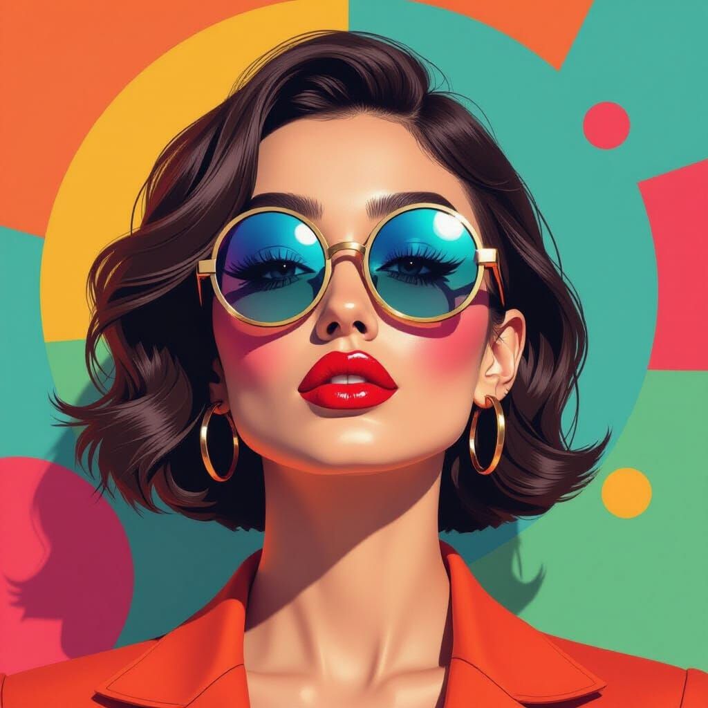 Colorful Geometric Portrait in Graffiti Street Art Style