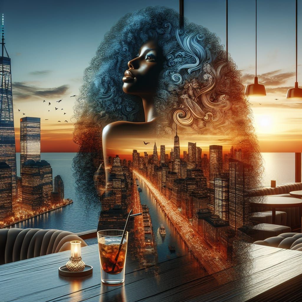 Sunset Double Exposure: 3D Concept Art