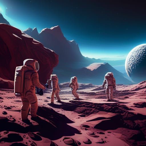 Astronauts in Space Cafe Matte Painting