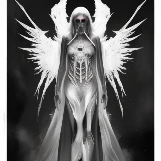 Angel of Death in Giger Style, Pencil Art