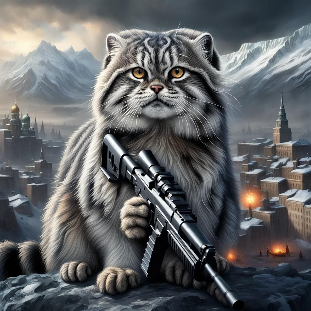 Epic Pallas Cat in Imperial War Scene