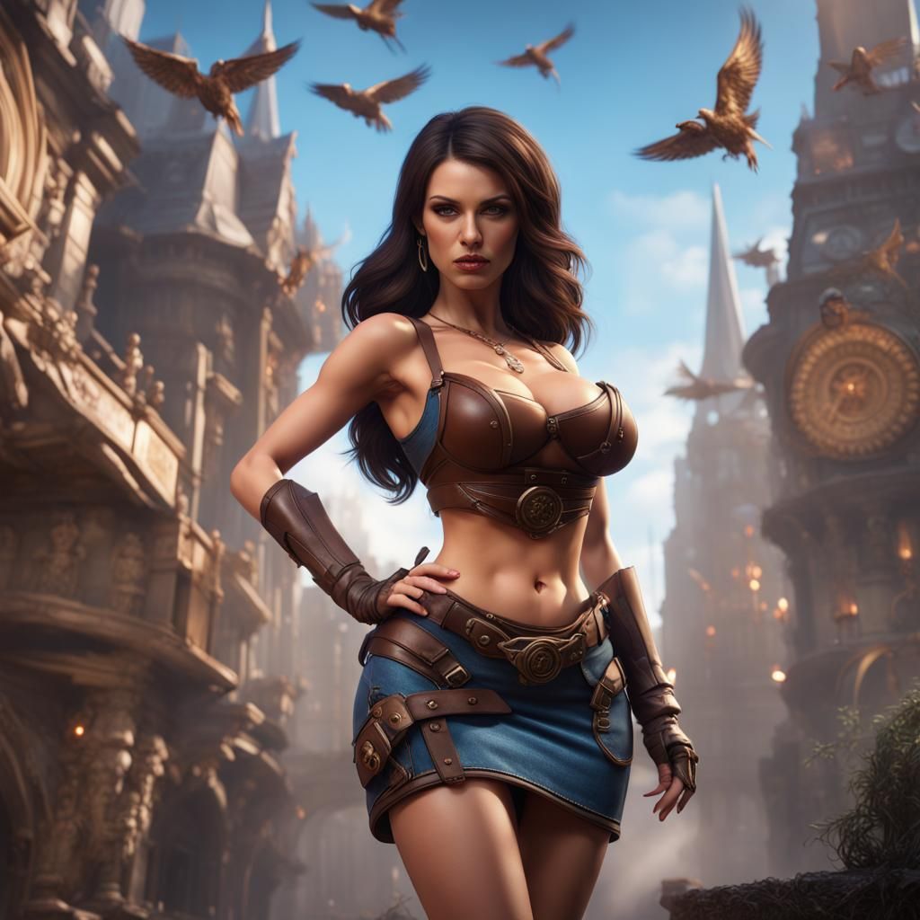 Fantasy Warrior Woman in Detailed Matte Painting