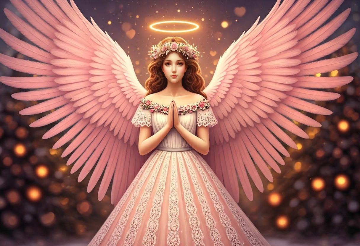 Angel in Enchanted Garden with Pastel Wings