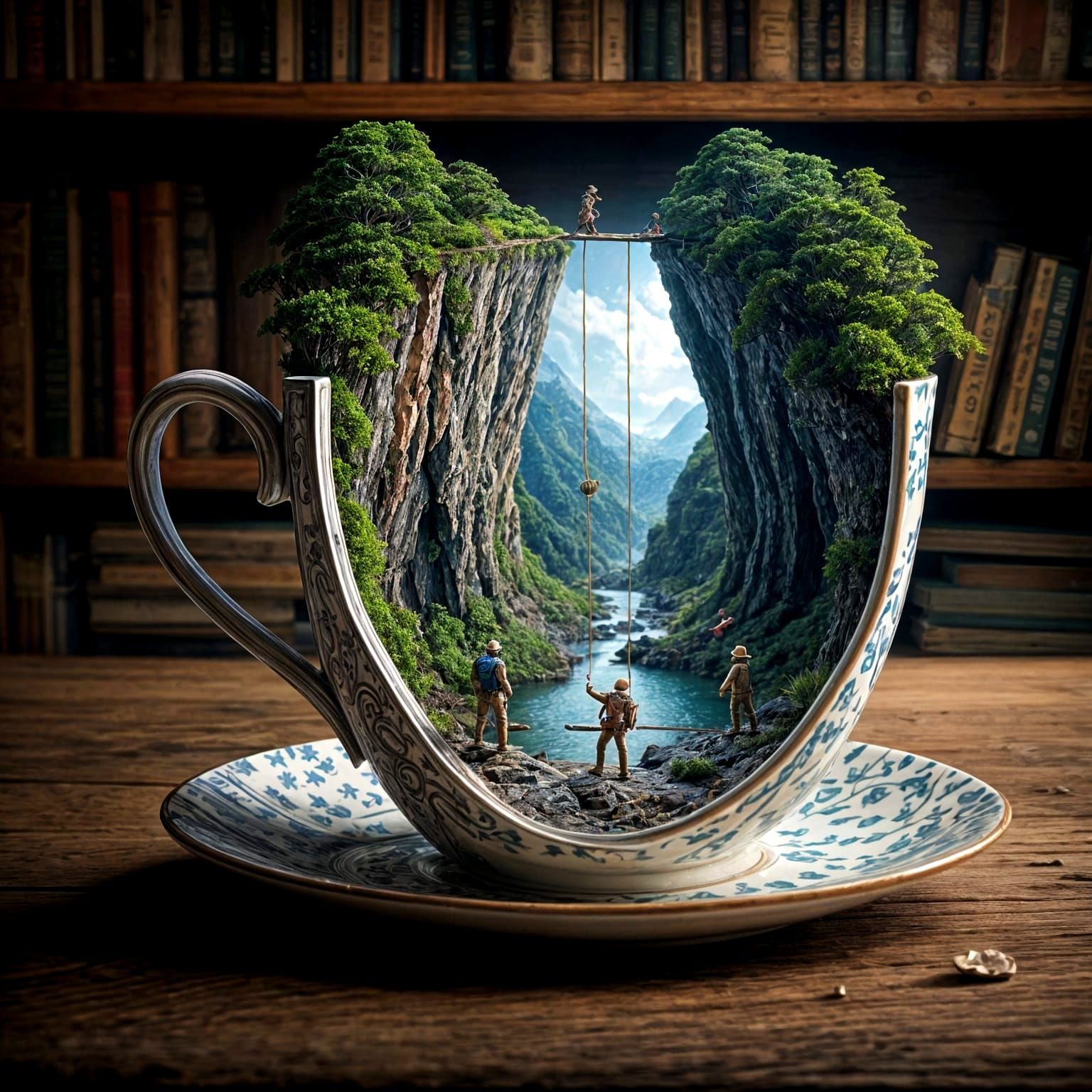 Hidden World Landscape Emerges from Antique Cup