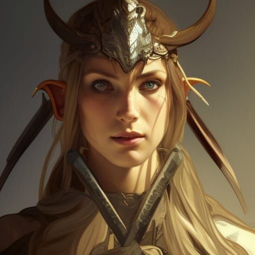 Wood Elf Warrior Portrait in Hyperdetailed Style