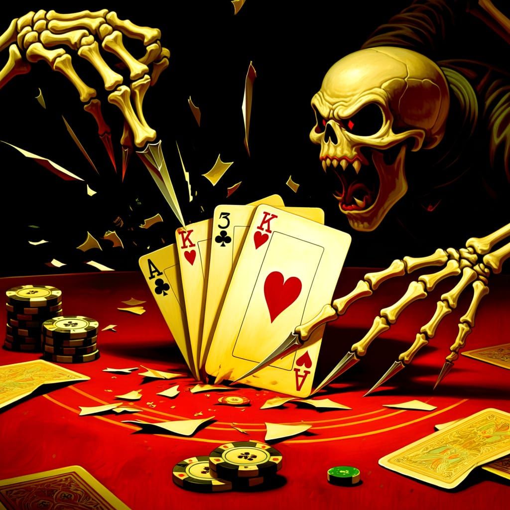 Anthropomorphic Poker Cards Battle on Table