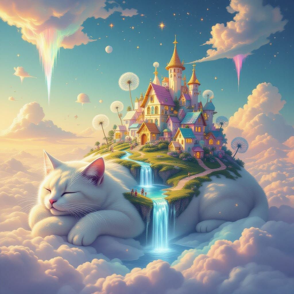 Whimsical Dream Village in the Cosmos