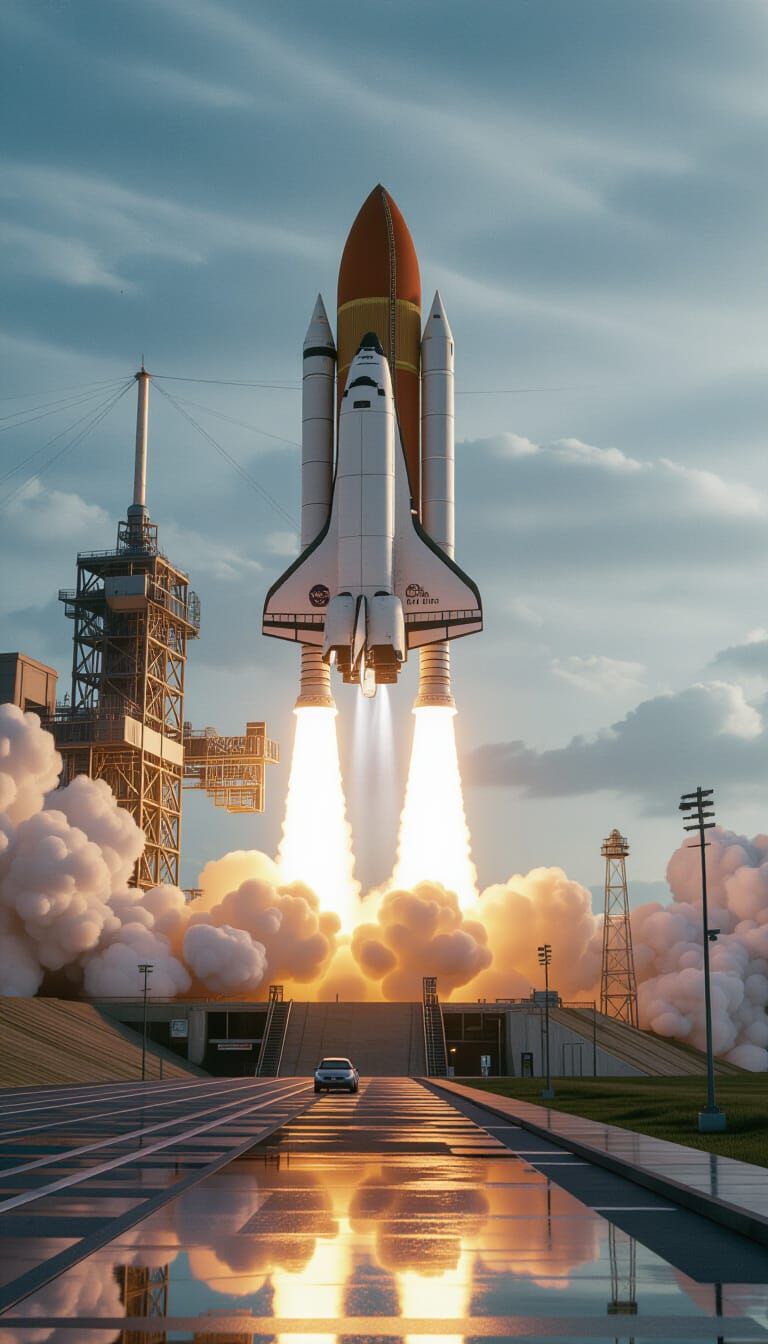 Cinematic Space Shuttle Rocket Digital Matte Painting
