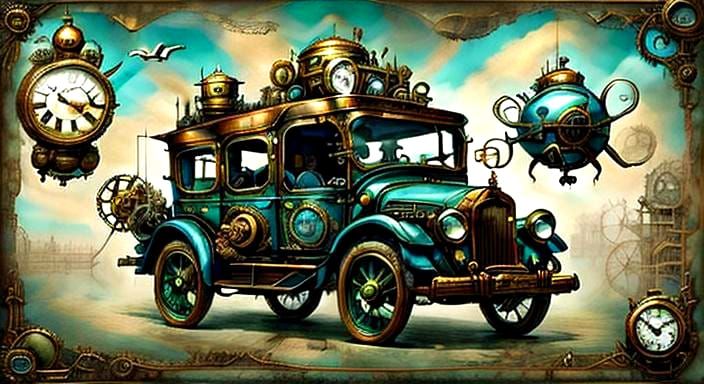Steampunk Aliens on Clock Planet in Victorian Era