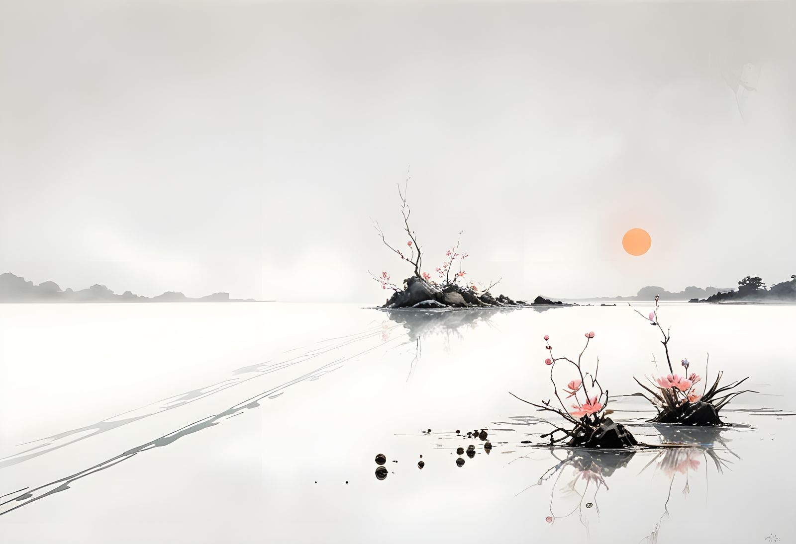 Bioluminescent Ikebana on Black Background