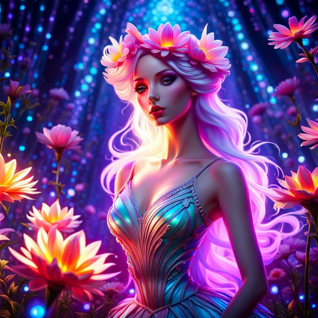 Magical Glowing Flowers in a Fantasy Fairycore Theme