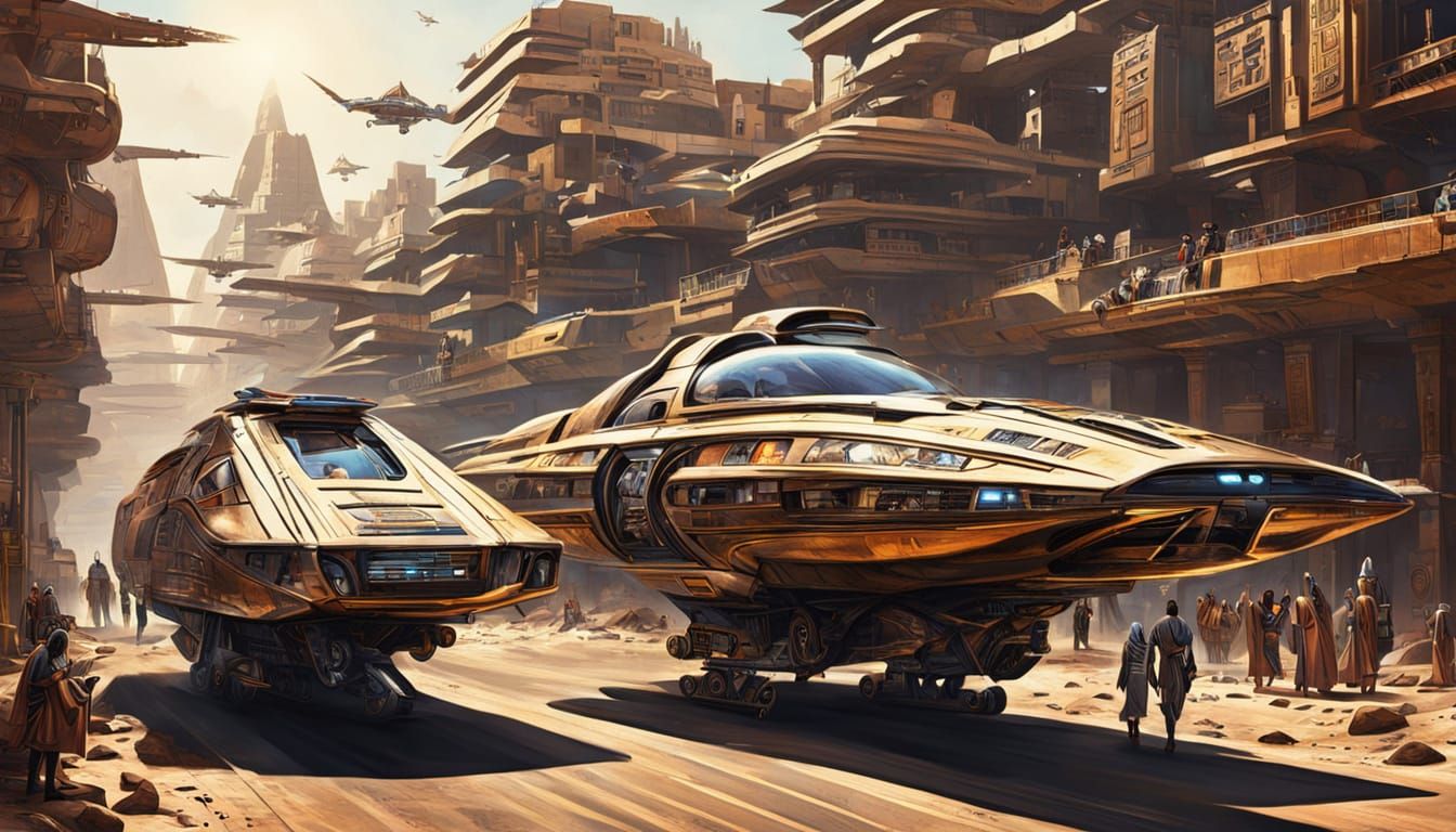 Futuristic Egyptian Society in Year 3000: Photorealistic Vis...