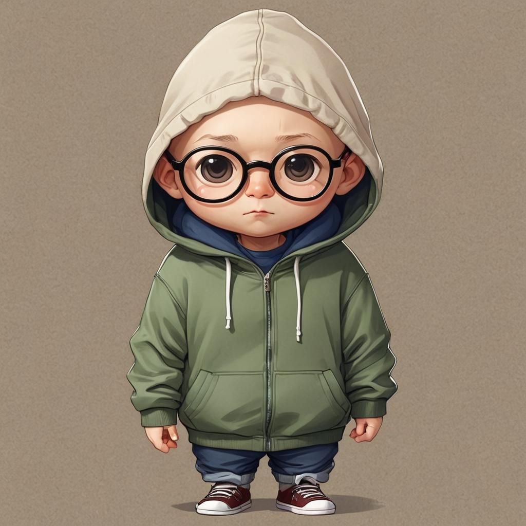 Charming Chibi Character with Glasses in Digital Art
