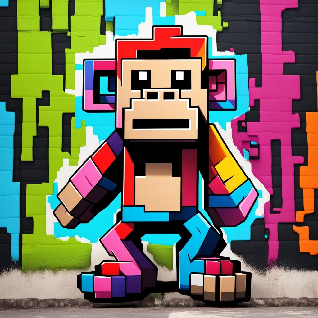 Minecraft Monkey Graffiti Art in Ultra Quality