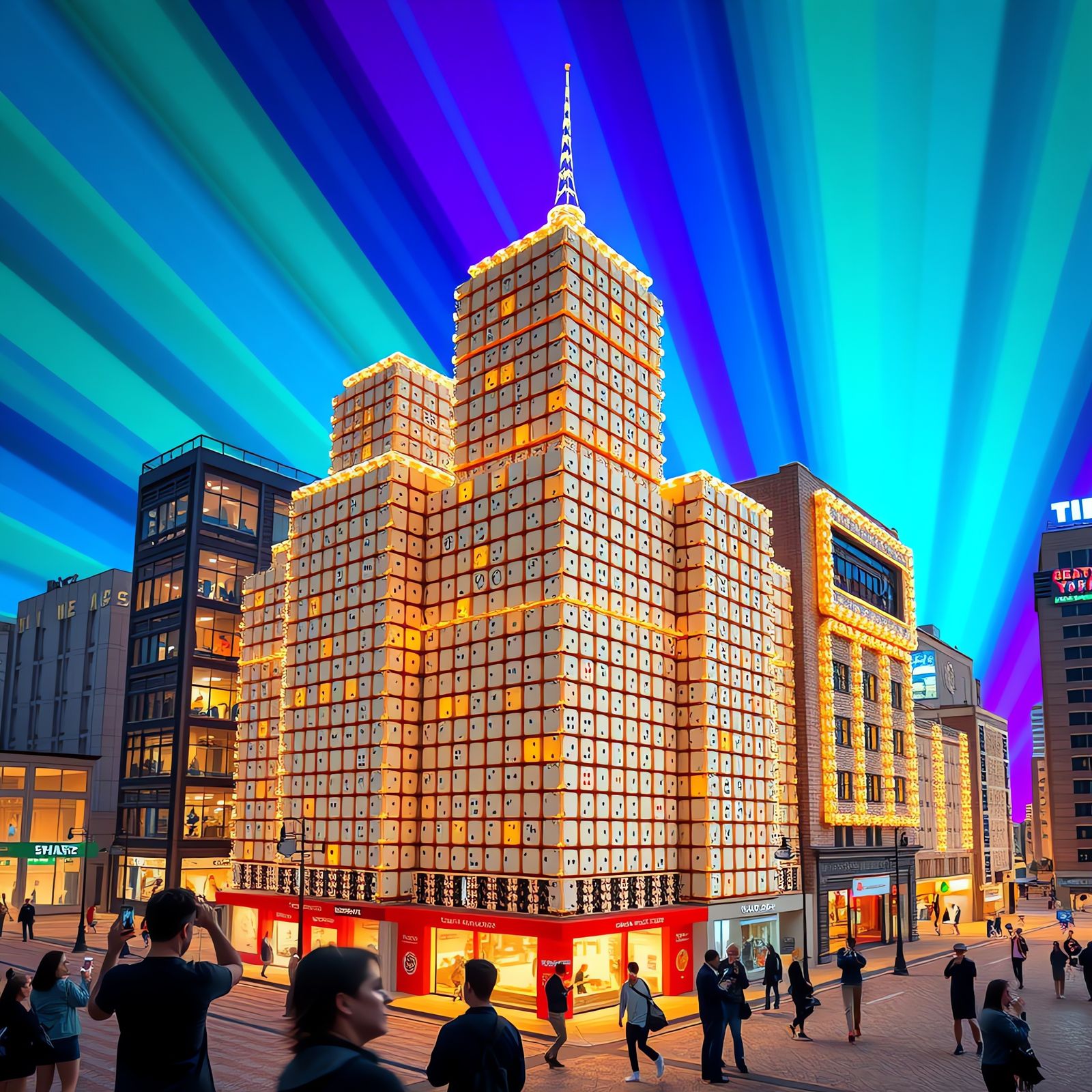 Dice Cityscape with Modern Architecture