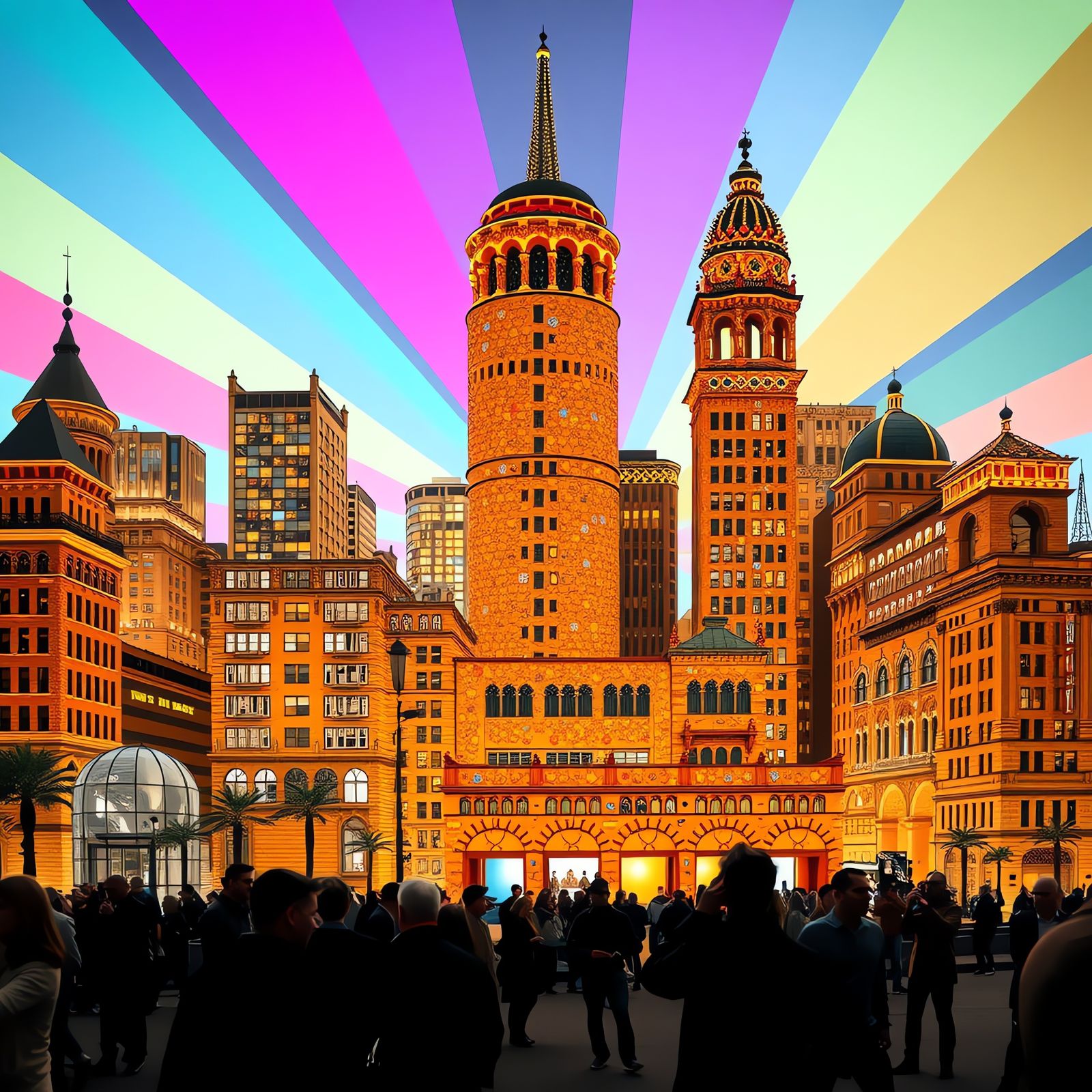 Dice Cityscape with Modern Architecture