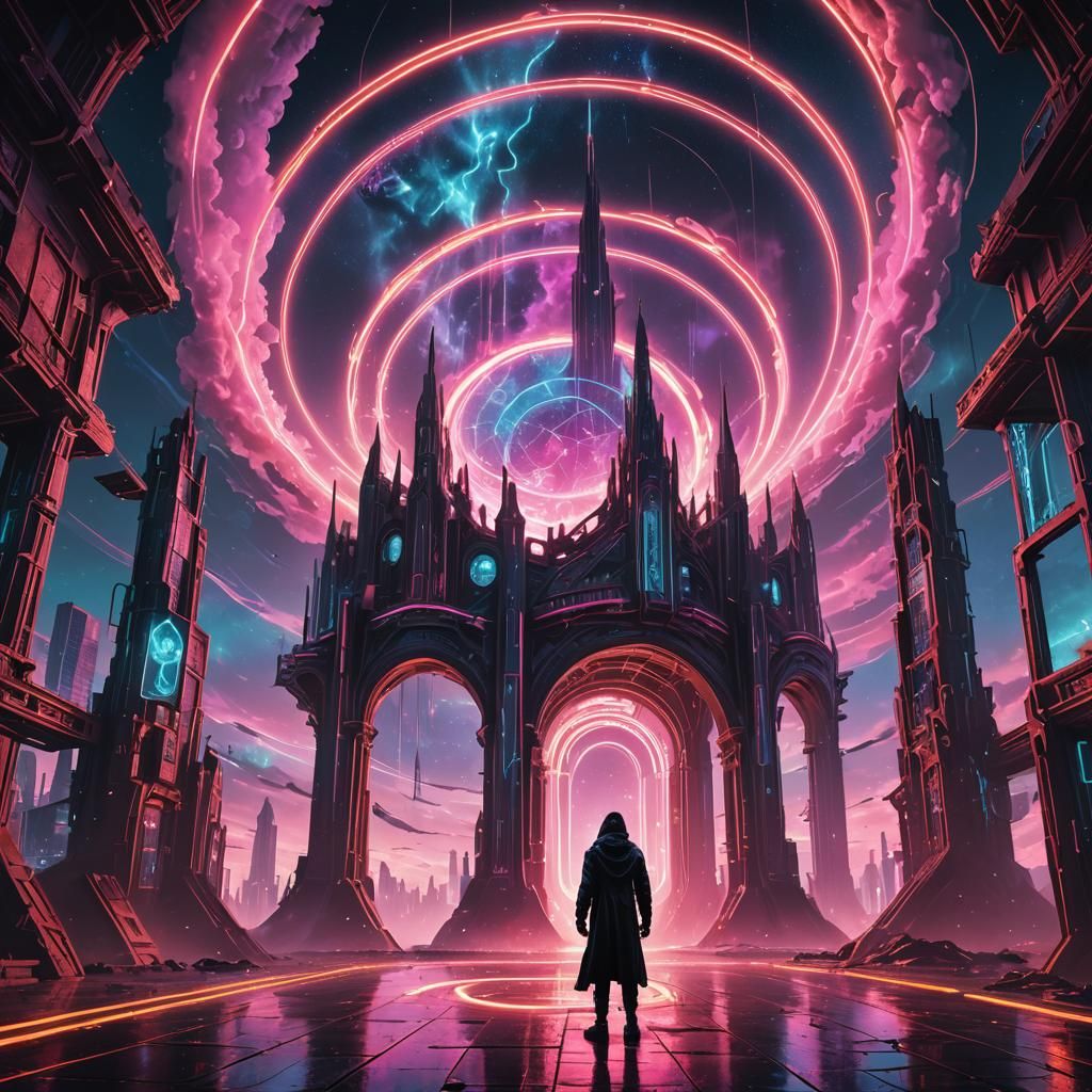 Neon-Gothic Cyberpunk Portal to a Dream Vista