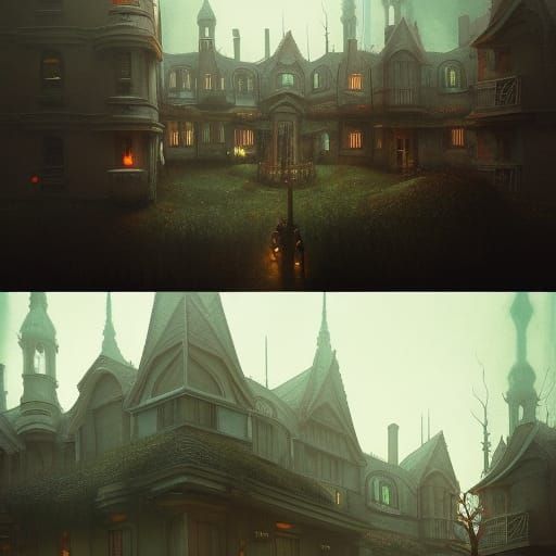 Creepy Motel in Dark Fantasy Style