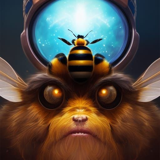 Hyperdetailed 3D Portrait of a Bee in 8k