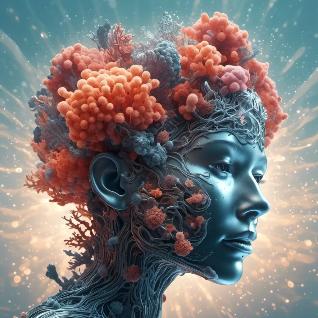 Coral Woman: A Bioluminescent Anatomy in Surreal Style