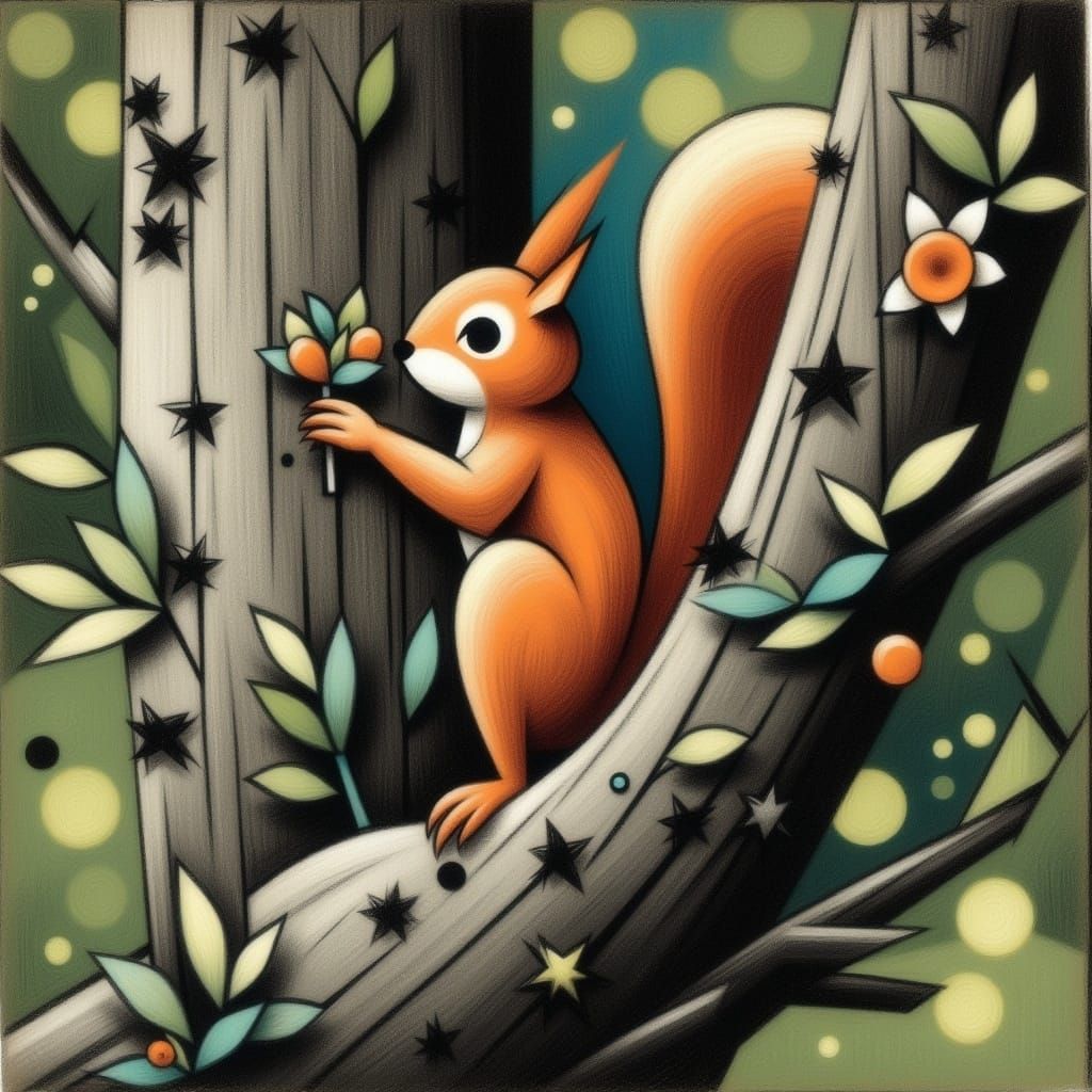 Squirrel in Tree Portrait