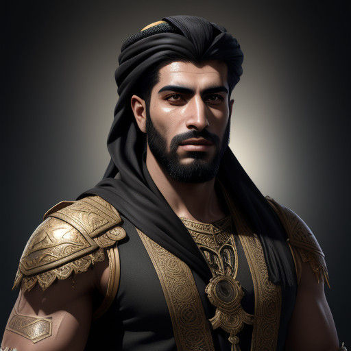 Dashing Arab Warrior in Realistic Portrait Art