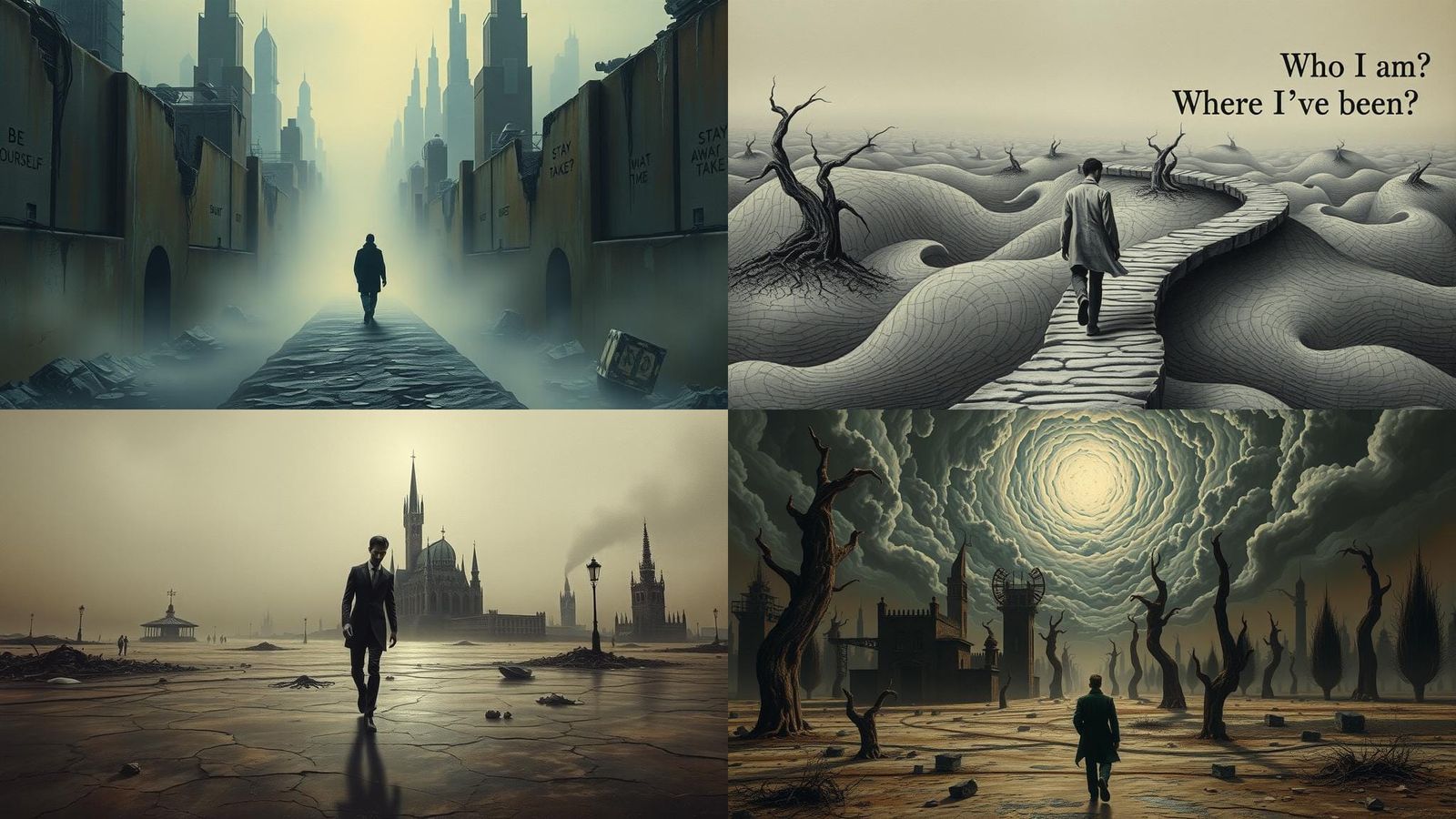 Dystopian Surreal Walk in Automatism Technique