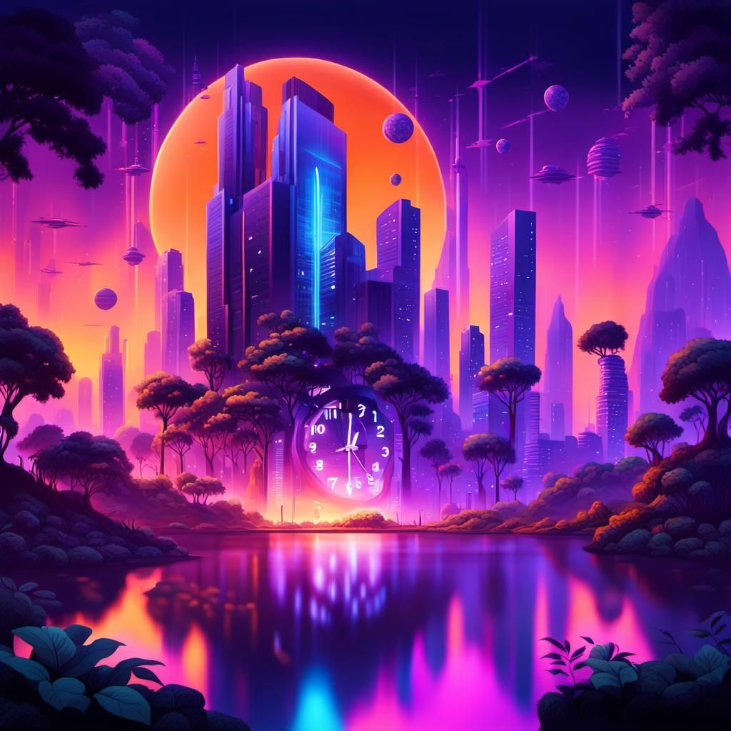 Surreal Futuristic City Floating Above Ancient Jungle
