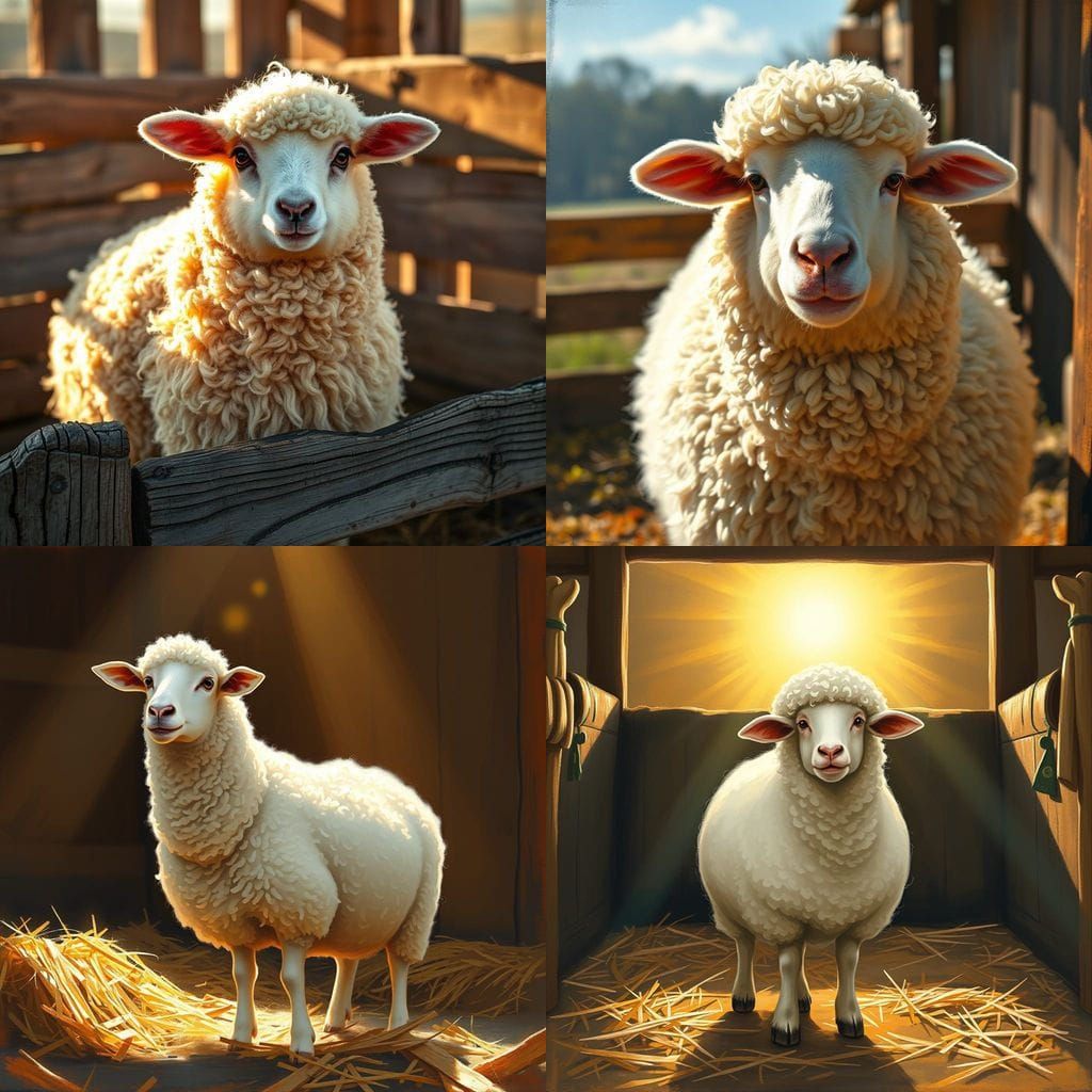 Sheep in Sunny Pen: A Simple AI Image