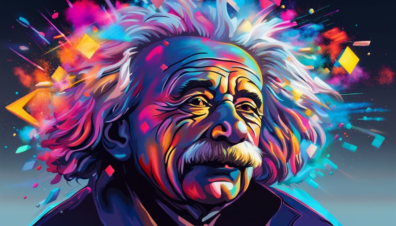 Einstein Contemplates Physics in Surreal Explosion