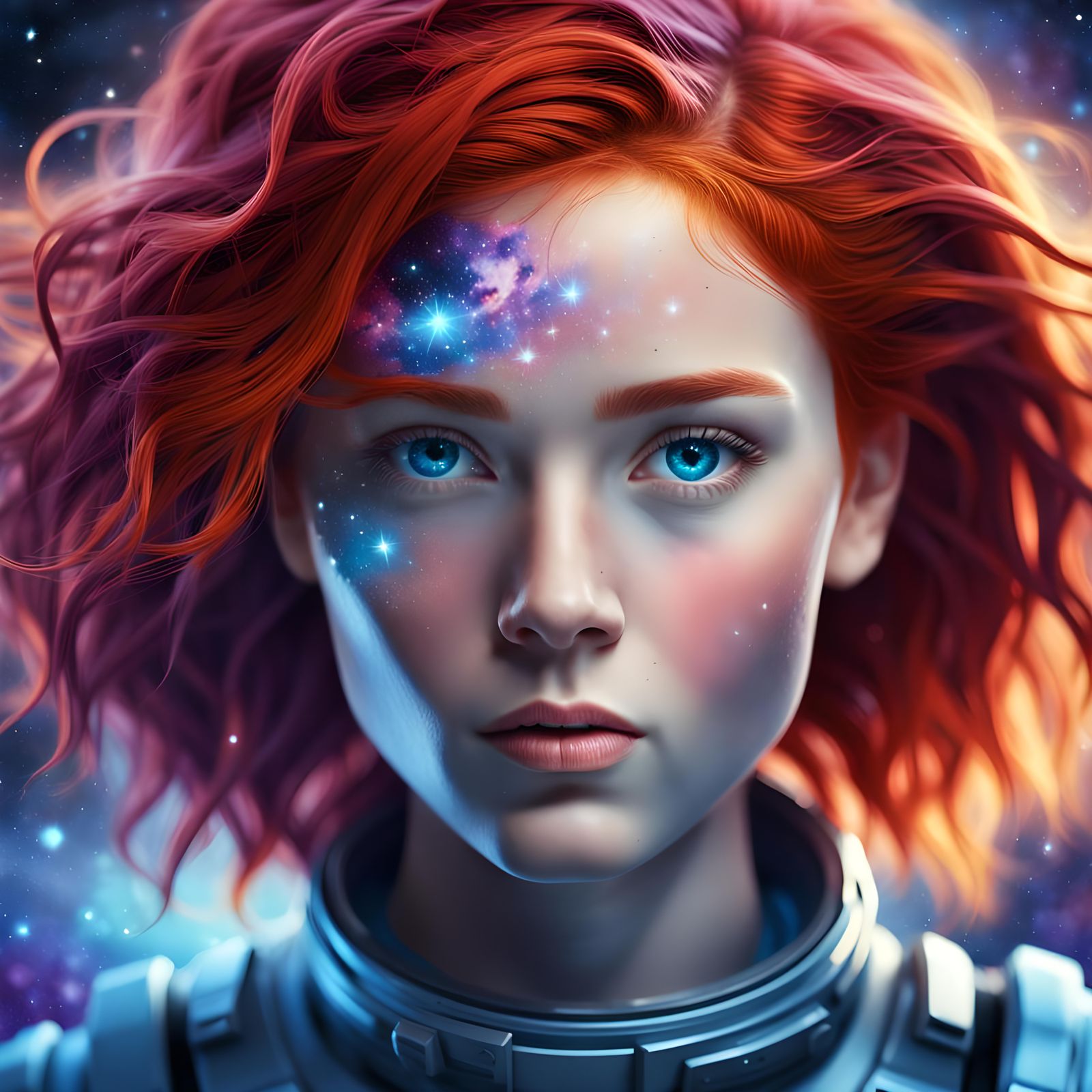 Redhead Portrait in Space: Professional Studio Quality