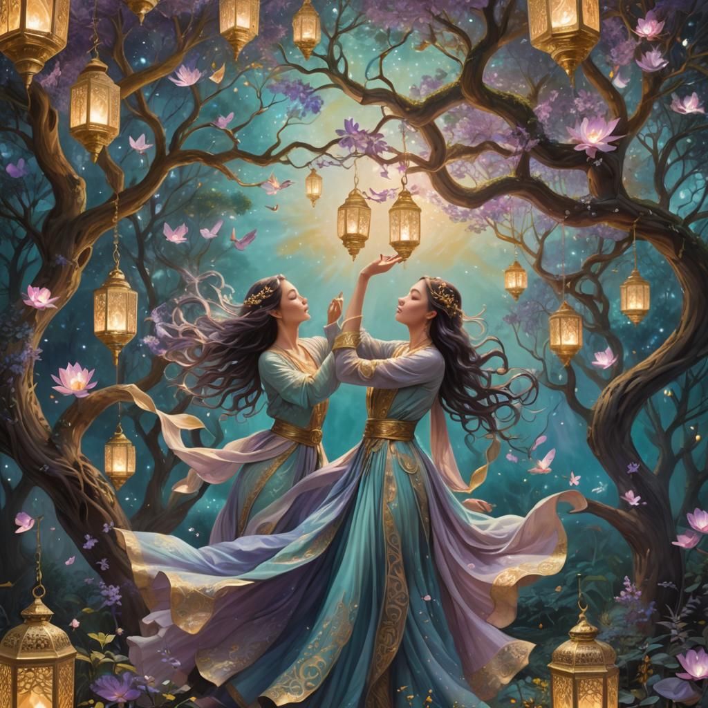 Ethereal Woman in Celestial Garden Art