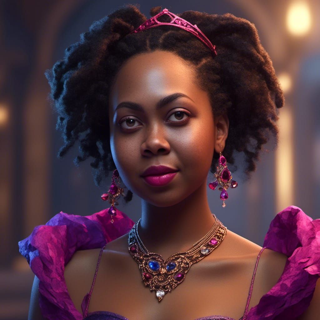 Smiling Girl with Braids: Detailed Digital Portrait