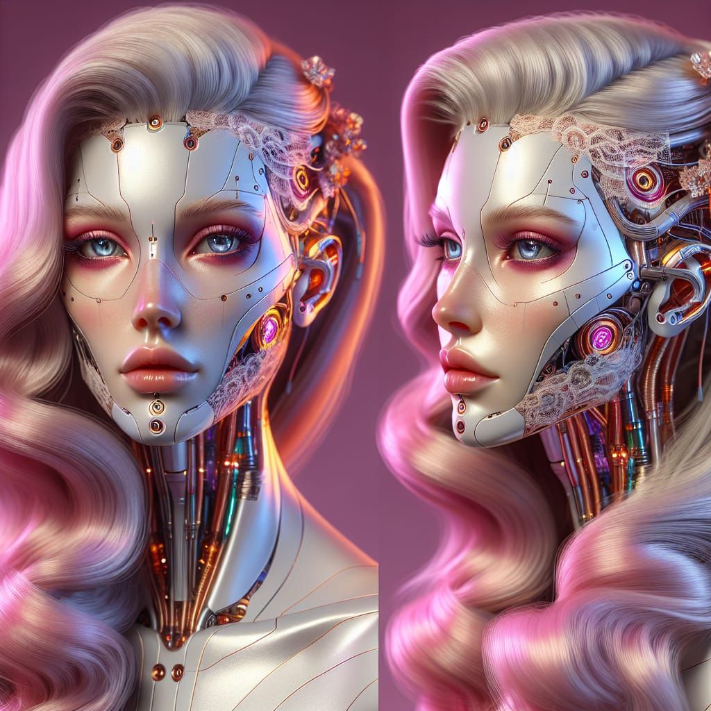 Hyperrealistic Cyberpunk Android Character Sheet