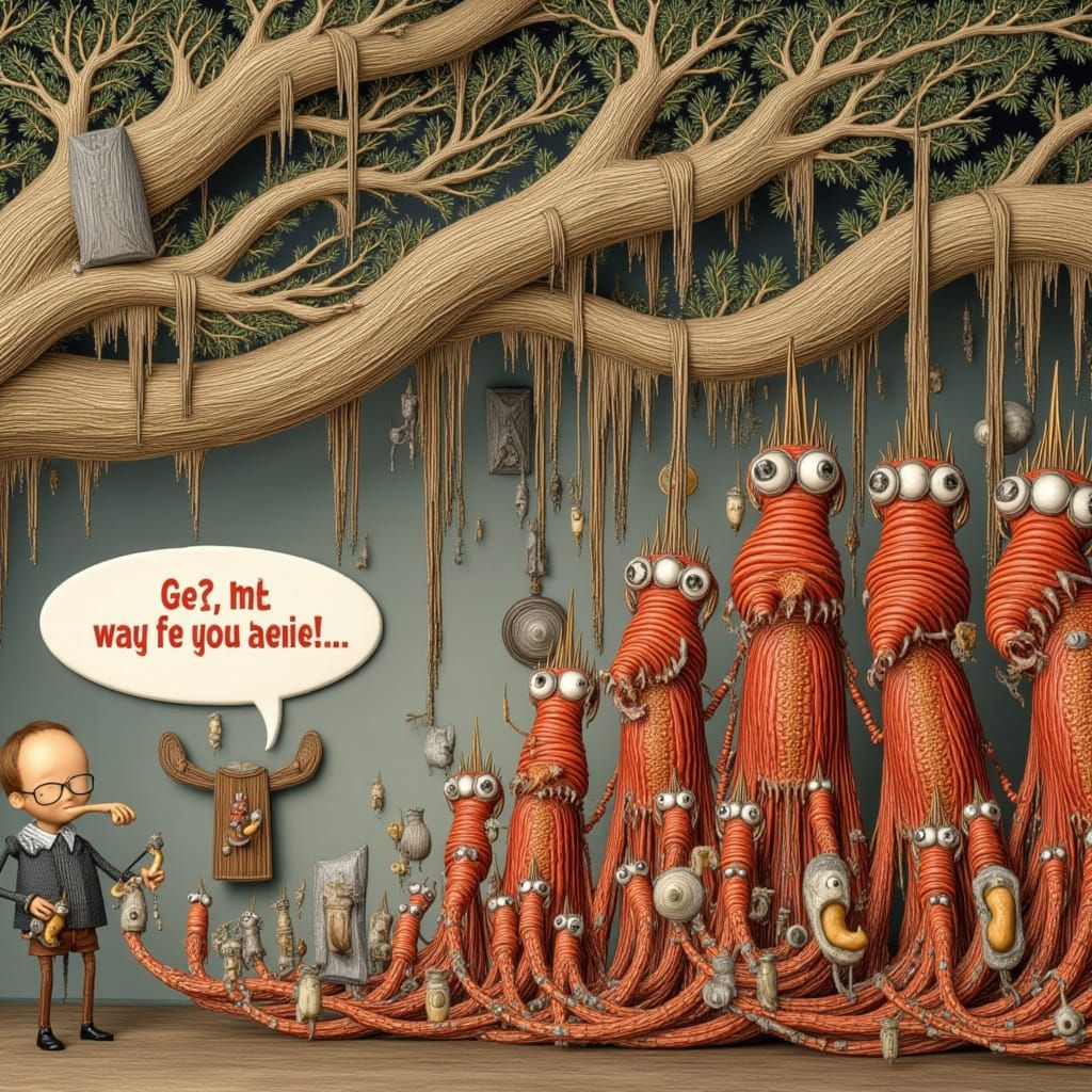 GeȜ, mt way fe you aeıie!… (translates to "This is weird!")