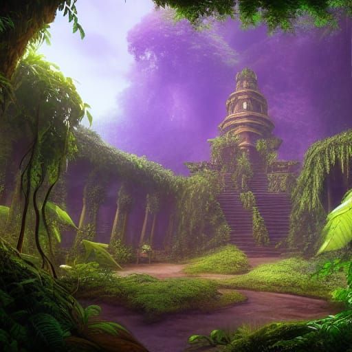 Lost Jungle Temple: Detailed Matte Painting