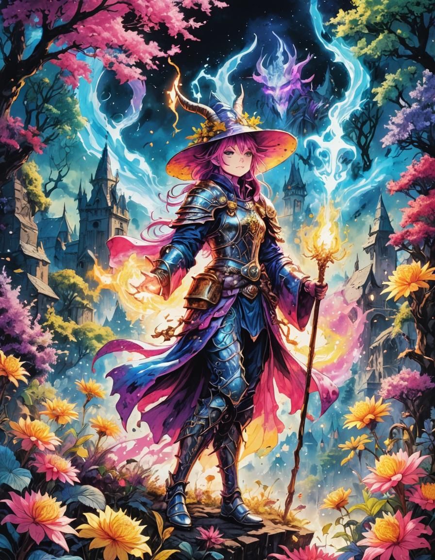 Epic Wizard Knight in Elaborate Medieval City