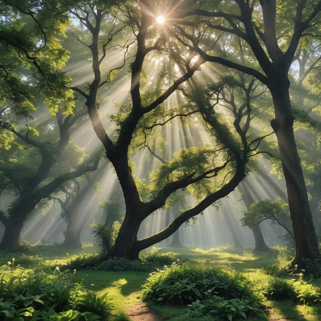 Divine Light Through Clouds in Soft Focus