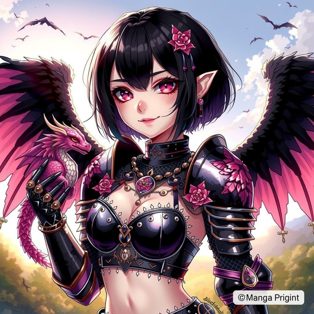 Anime Woman with Dragon in Studio Trigger Style