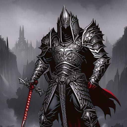 Grimdark Unholy Paladin in Crimson Armor