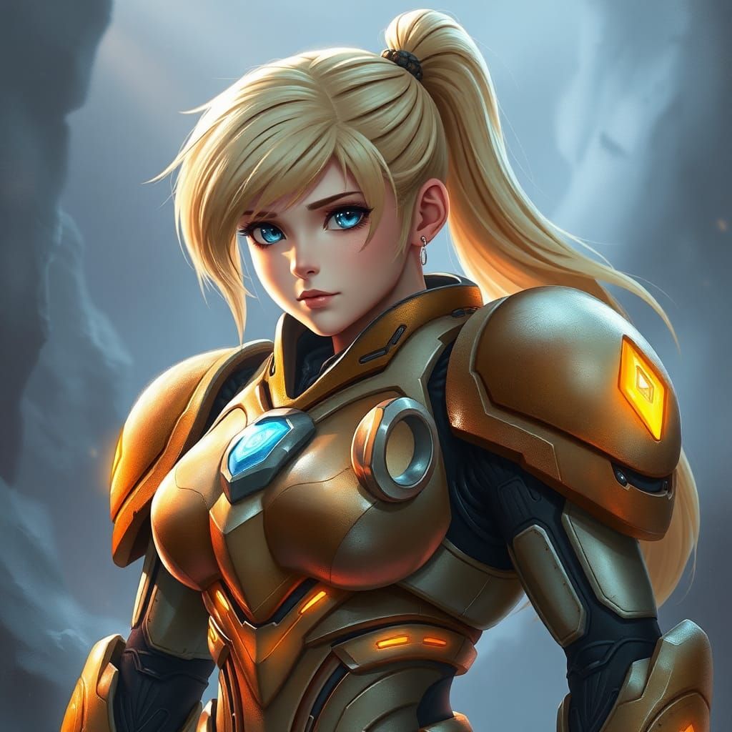 Ethereal Zero Suit Samus Portrait in Fantasy Style