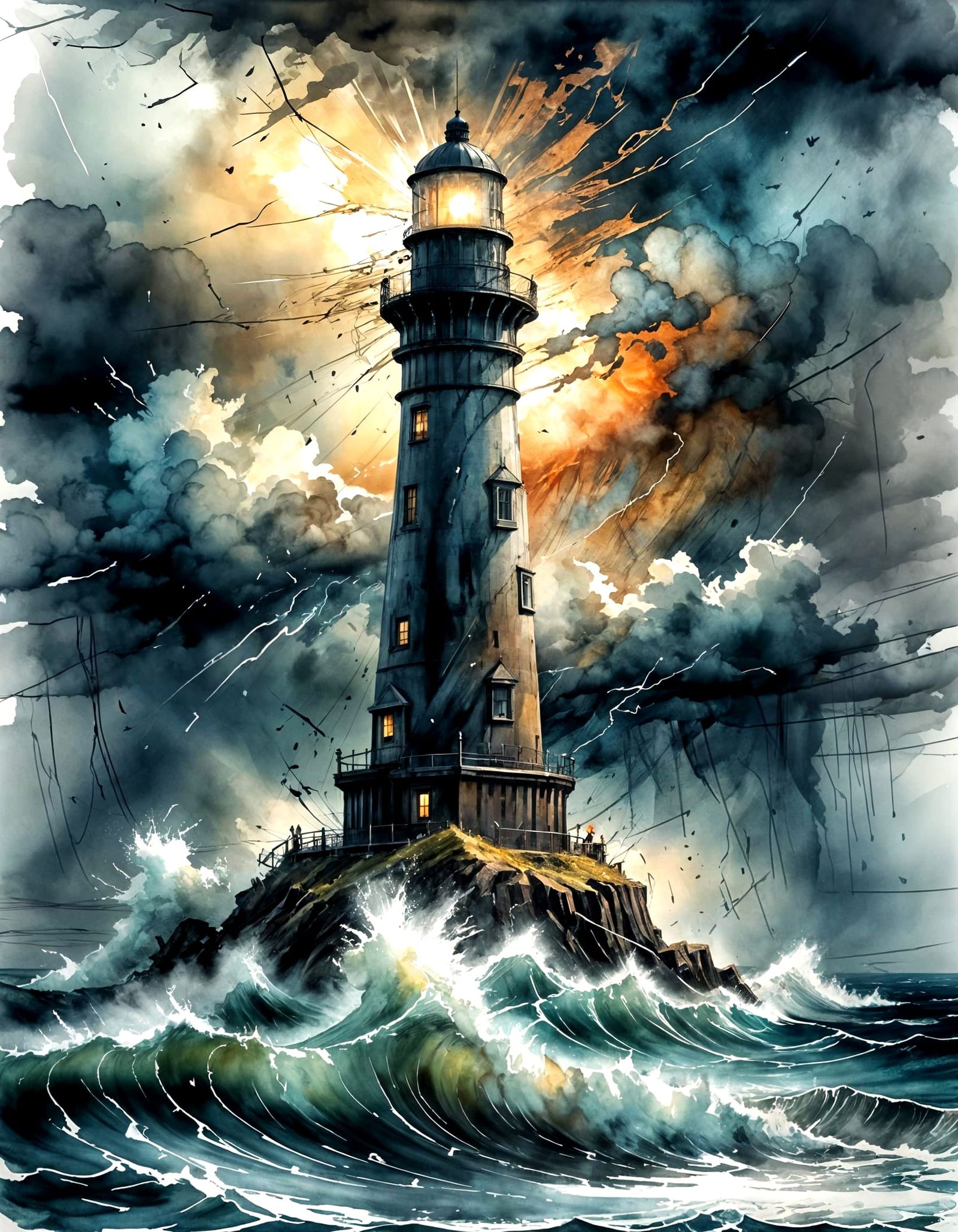 Stormbound Beacon: A Radiant Lighthouse in Turbulent Seas