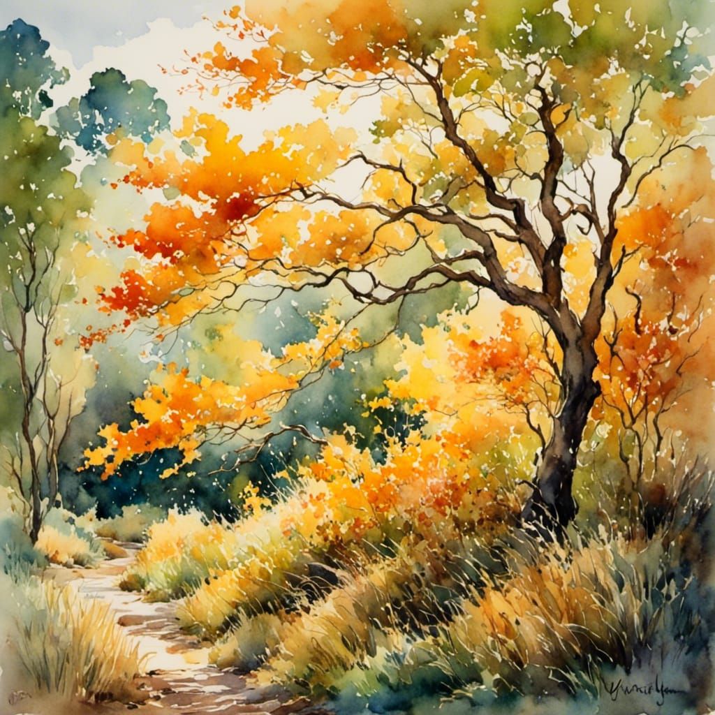 Impressionist Bush at Dusk: Landscape Painting