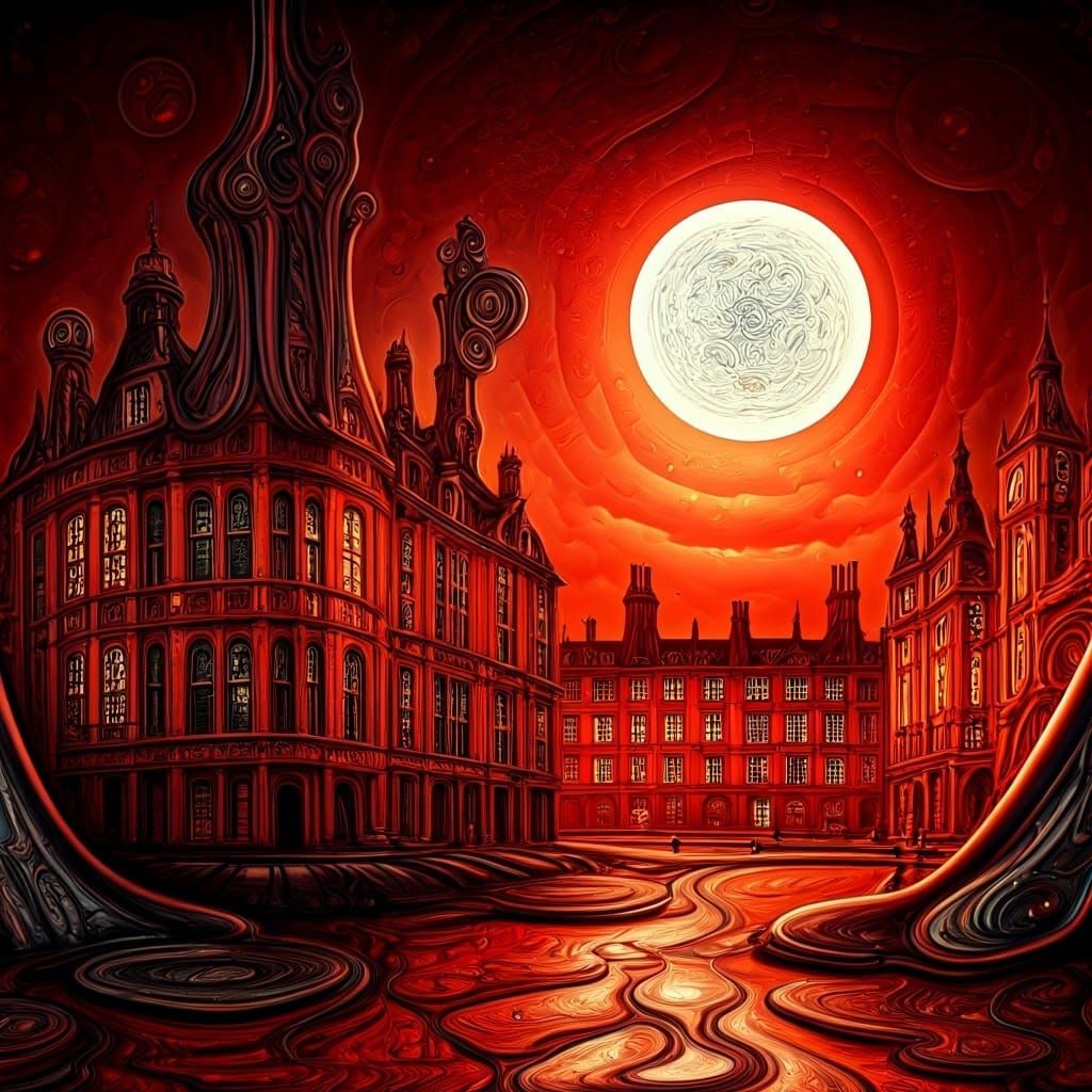 Surreal London Nightscape with Melting Buildings