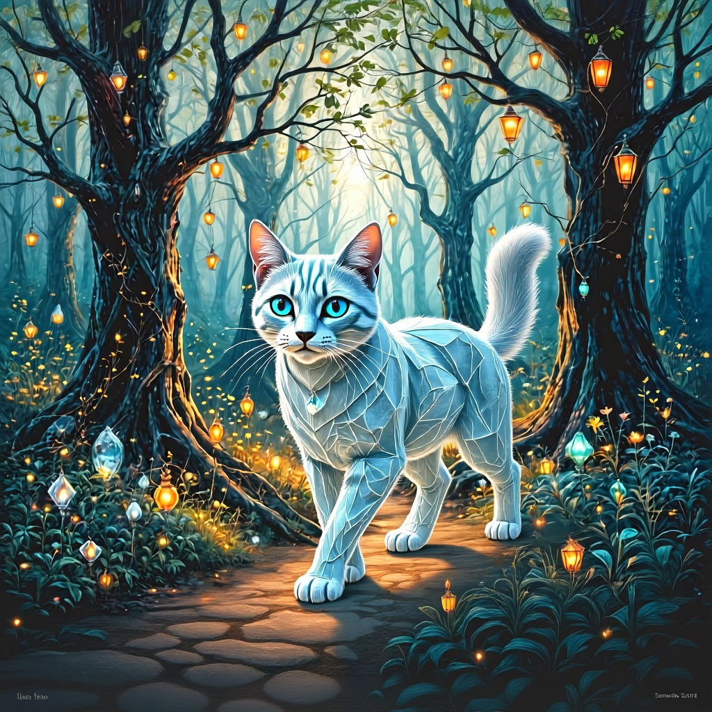 Enchanted Obsidian Forest With Glass Leaves